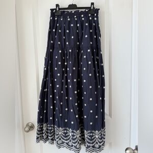 En Saison navy Maxi Skirt with White Floral Design with pockets
